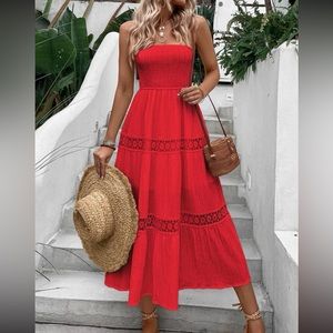 Boho lace insert tube dress